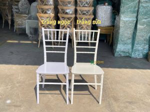 Ghế Tiffany Nhựa Bóng Nguyên Khối 04 Thanh Giằng Xcom 8 Mẫu ghế tiffany nhựa màu trắng tiệc cưới quốc dân