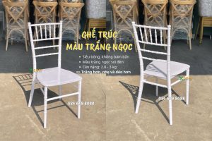 Ghế Tiffany Nhựa Bóng Nguyên Khối 04 Thanh Giằng Xcom 9 Dòng ghế tiffany nhựa màu trắng ngọc dẻo dai cơ động
